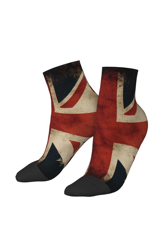 Low Cut Unisex Novelty Crew Socks Casual Ankle Socks for Men Women, Union Jack Flag Vintage UK