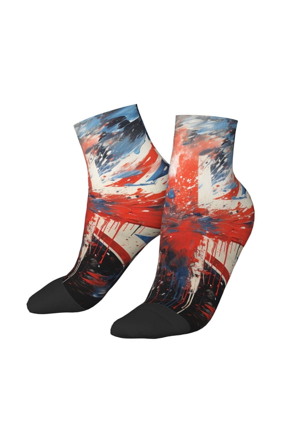 Low Cut Unisex Novelty Crew Socks Casual Ankle Socks for Men Women, Union Jack UK Flag Art
