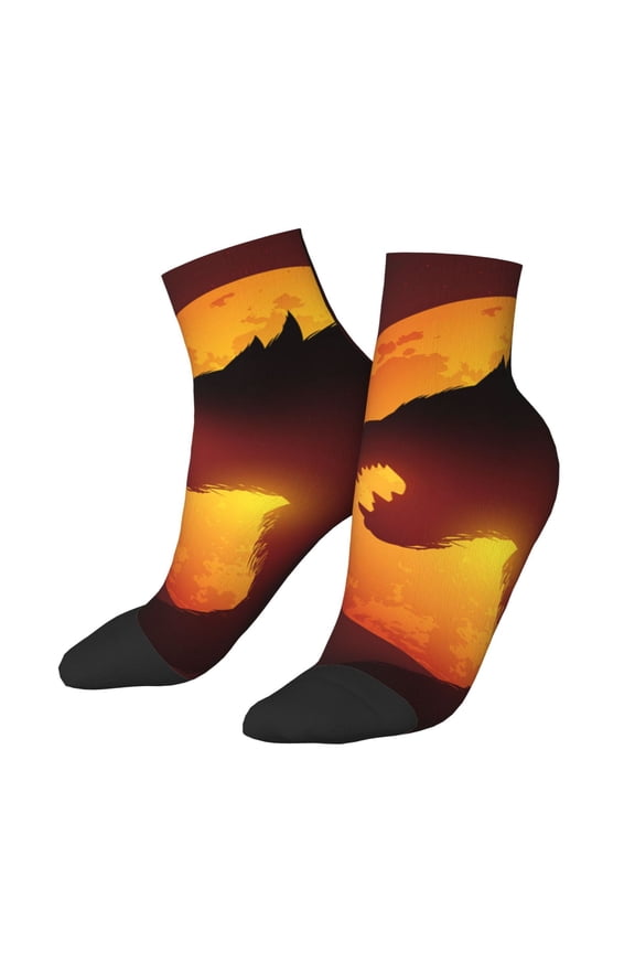 Low Cut Unisex Novelty Crew Socks Casual Ankle Socks for Men Women, Werewolf Night Full Moon