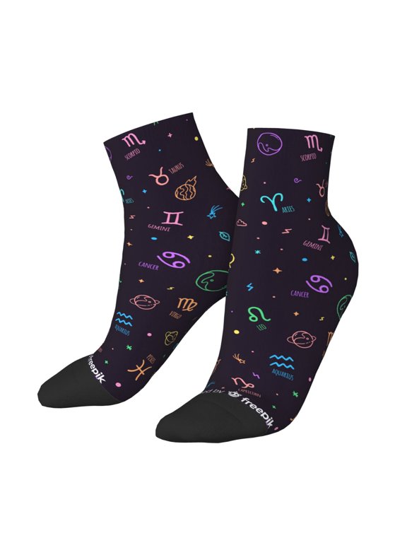 Low Cut Unisex Novelty Crew Socks Casual Ankle Socks for Men Women, Zodiac Cosmos Universe Constellation