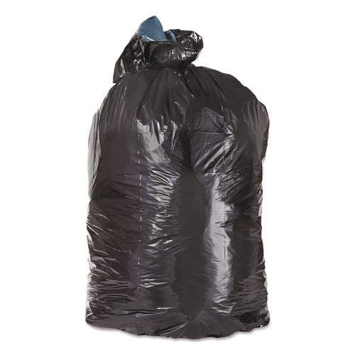 Low-Density Can Liners, 10 gal, 1 mil, 24" x 23", Black, Flat Pack, 500/Carton | Bundle of 5