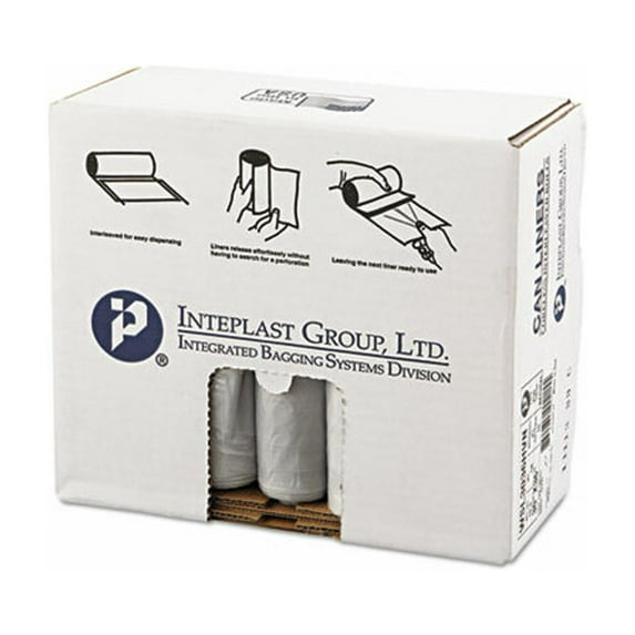 Low-Density Commercial Can Liners, 30 gal, 0.58 mil, 30" x 36", Clear, 25 Bags/Roll, 10 Rolls/Carton