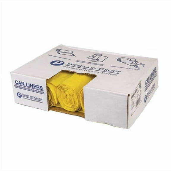 Low-Density Commercial Can Liners, Infectious Waste Biohazard, 30 gal, 1.15 mil, 30" x 43", Yellow, | Bundle of 5