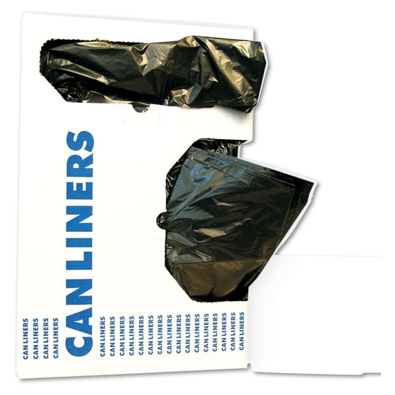 Low-Density Waste Can Liners 10 gal, 0.35 mil, 24" x 23", Black, 500/Carton