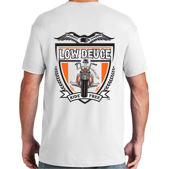 Low Deuce Biker Shirts High Visibility Motorcycle Shirt for Men Soft and Lightweight Short Sleeve Motorcycle Shirts White (3X)