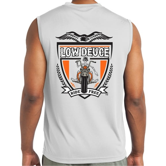 Low Deuce Motorcycle Shirts for Men Sleeveless Biker Shirt Soft and Lightweight Mens Biker T Shirts, Motorcycle Shirt White (S)