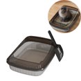thumbnail image 1 of Low Entry Kitten Litter Box, Semi Enclosed High Sided Cat Litter Box with Splash Guard, Large Kitty Litter Pan for Big Cats with Scoop, 1 of 7