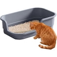 thumbnail image 1 of Low Entry Litter Box for Senior Cats & Kittens - High Sided, Anti-Splash Corner Tray for Small/Medium Pets, Easy Clean Open Top Design, Grey(DSF), 1 of 6