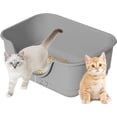 thumbnail image 1 of Low Entry Small Litter Box for Kittens, Kitty Plastic Litter Boxes, Open Top, Anti-Splash High Sided Litter Tray Pan for Medium Pets, Puppy, Easy to Clean, 15.7" L*11.8" W*6.7" H (Grey), 1 of 4