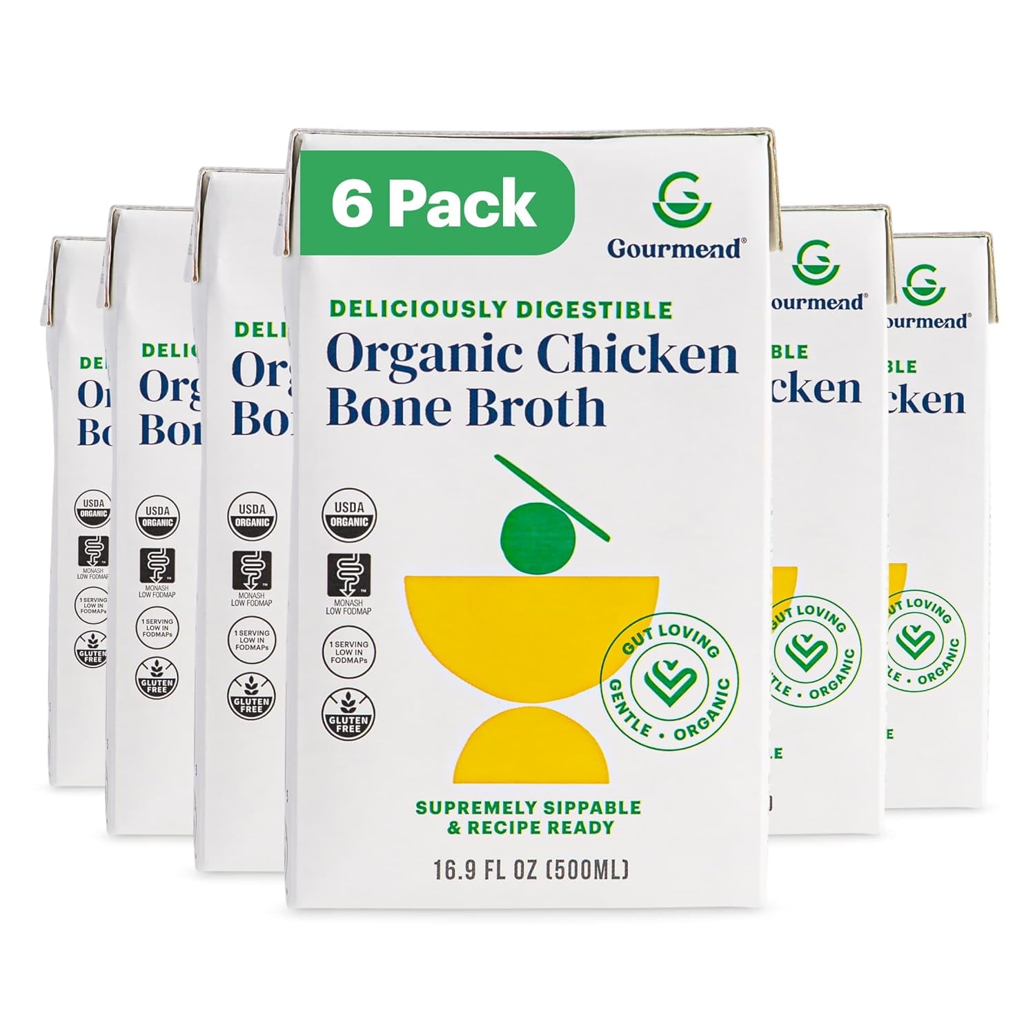 Low FODMAP, IBSFriendly Organic Chicken Broth 16.9oz (6 Pack