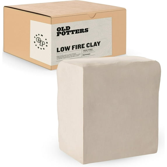 Low Fire Pottery Clay White, 25 lbs (Cones 06-04) Made in USA for Modeling and Wheel Throwing and Hand Building, Pottery Clay for Sculpting, Beginners, and Advanced