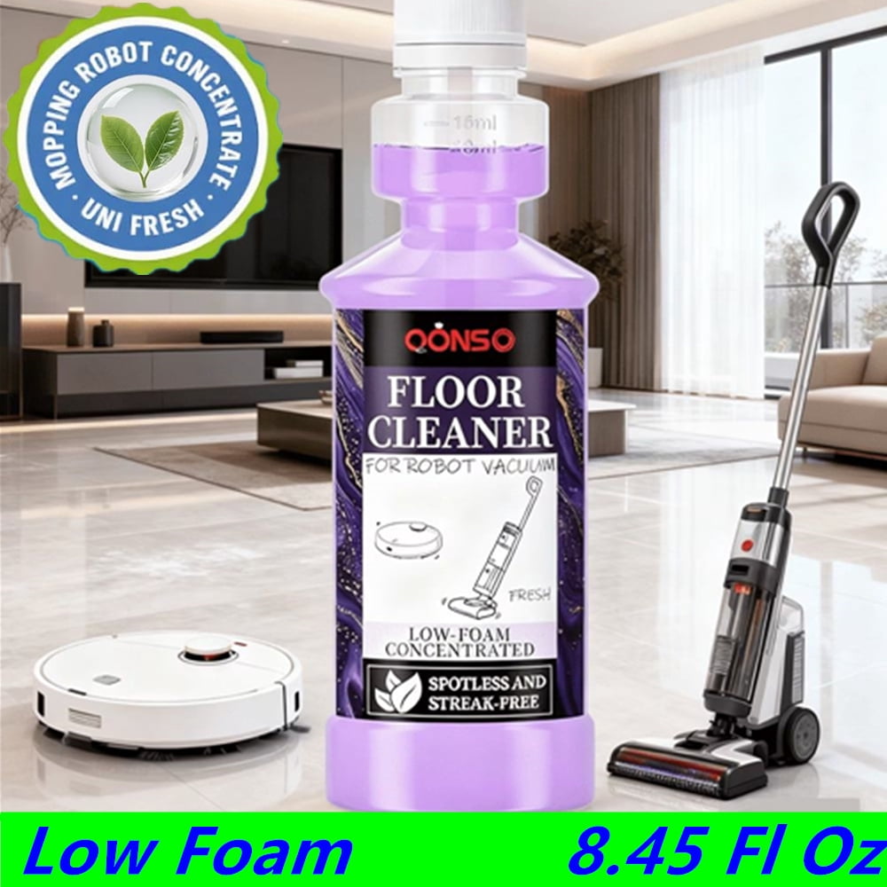 Low Foam Robot Vacuum Floor Cleaning Concentrate Solution Compatible for Roborock Q5 Max, Tineco, iFloor, 8.45 fl oz 250ml