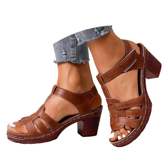 Low Heel Sandals for Women with Arch Support - Dressy Wedge Platform Summer Casual Footwear Breathable Adjustable Straps
