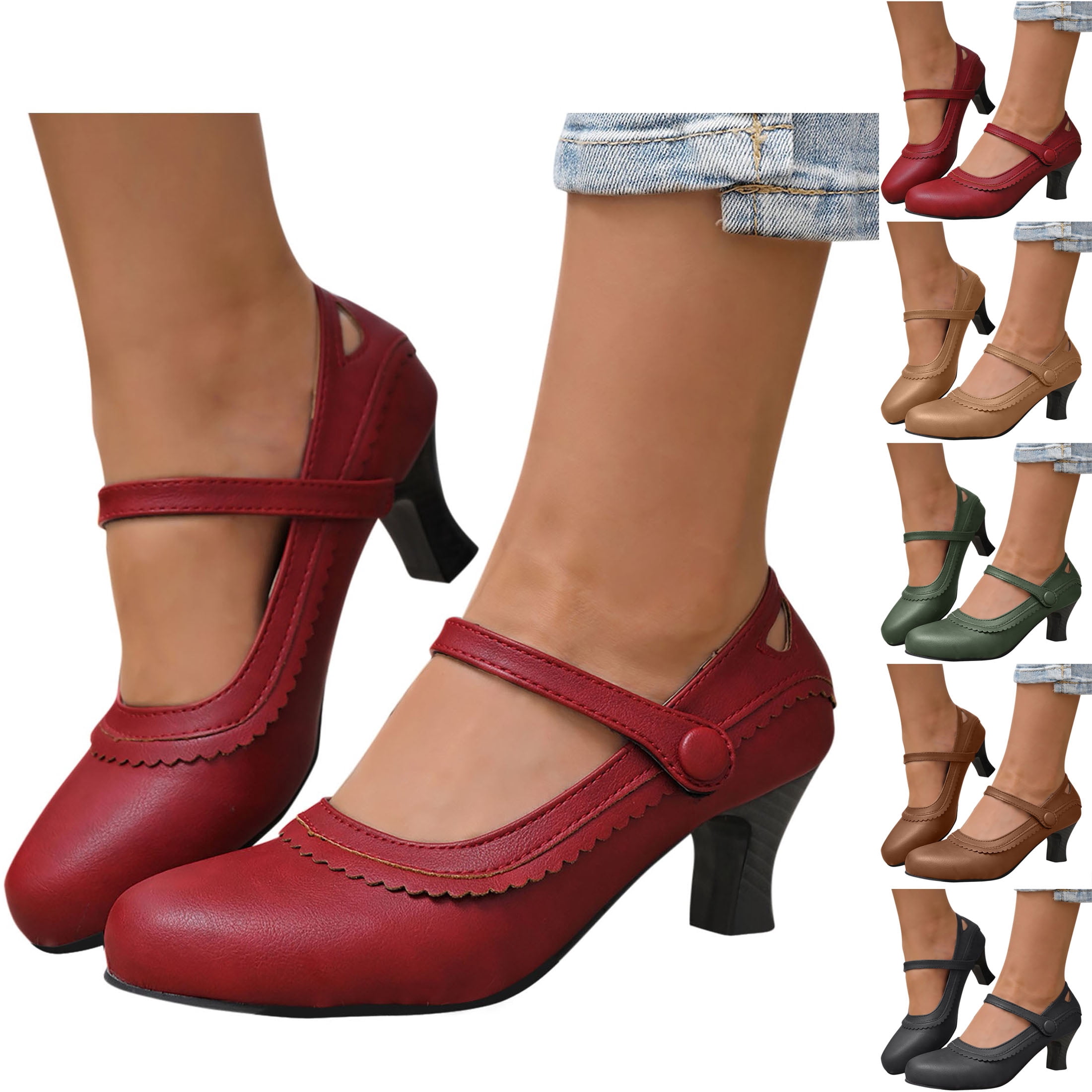 Low Heels Shoes for Women Fashion Casual Summer Solid Color Thick Heel — free download