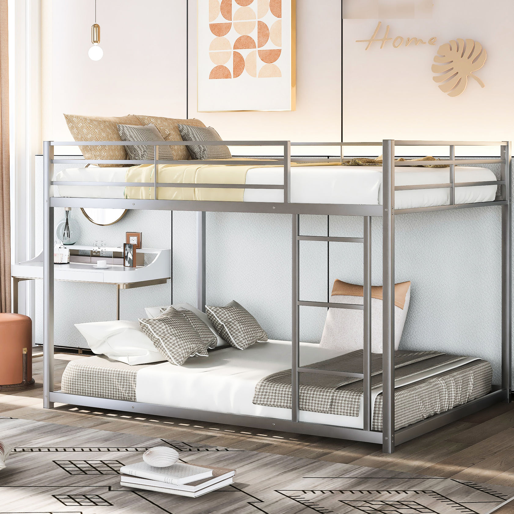 Low-Height Bunk Bed with Ladder - Great for Small Bedrooms with Storage