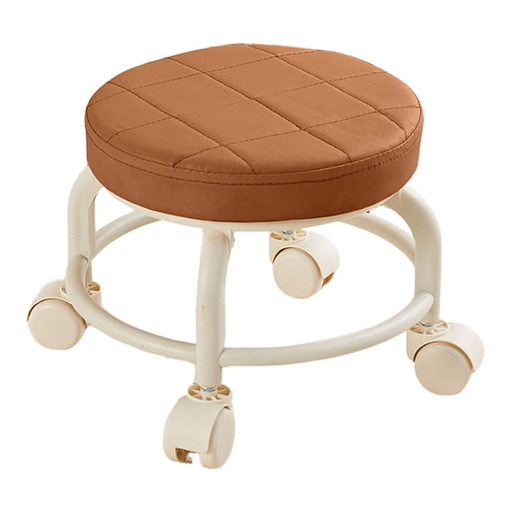 Low Height Round Rolling Stool With Wheels, Portable Rest Seat For Living Room Bedside Salon Pedicure Coffee