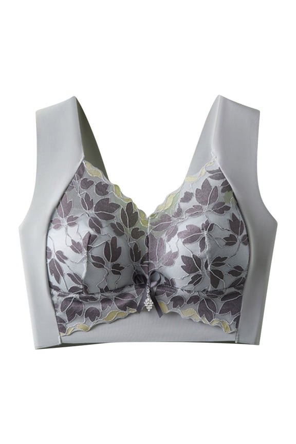 Low Impact Compression Bra Sheer Lace Longline Everyday Sleep Workout Bra Push up Bralette for Sagging Breasts