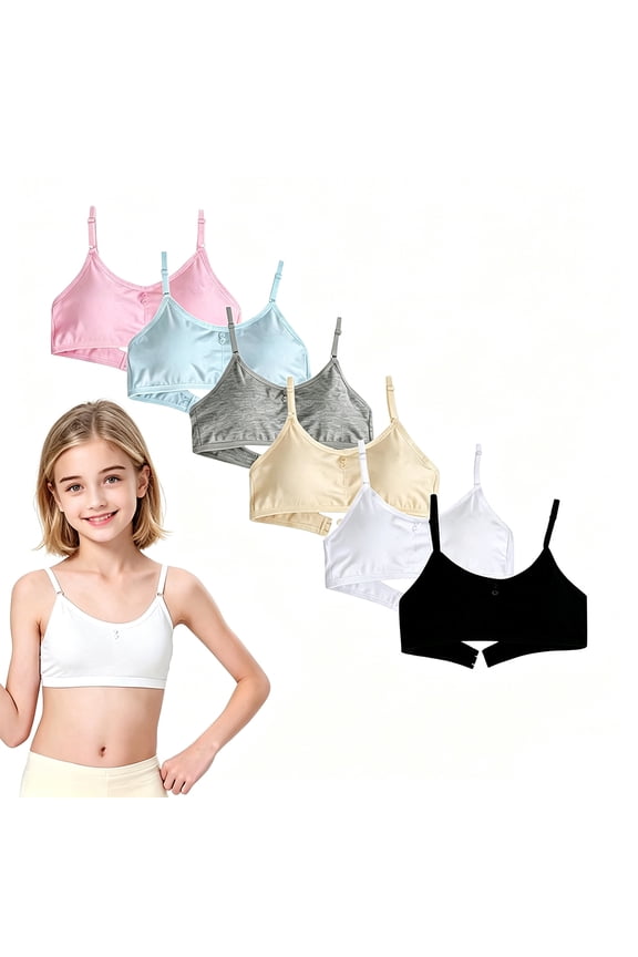 Low-Impact Daily Activity Full Ventilation Cotton Teen Training Bras Growing Girls Ages 10-16 Wire Free Thin Cushion, Modifiable Adjustable Straps Ultra Light Breathable Puberty Athletic Underwear