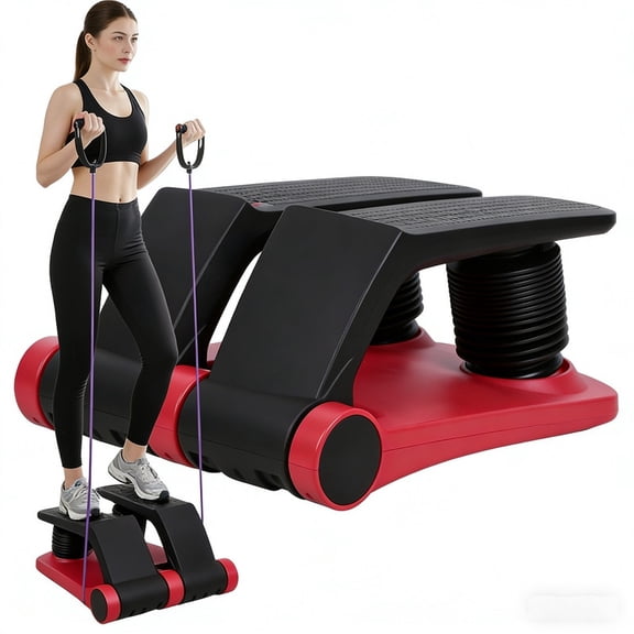 Low Impact Mini Stepper for Beginners, 5-Level Adjustable Air Compression Exercise Machine with Resistance Bands, Gentle Cardio Equipment for Seniors & Joint-Friendly Workouts