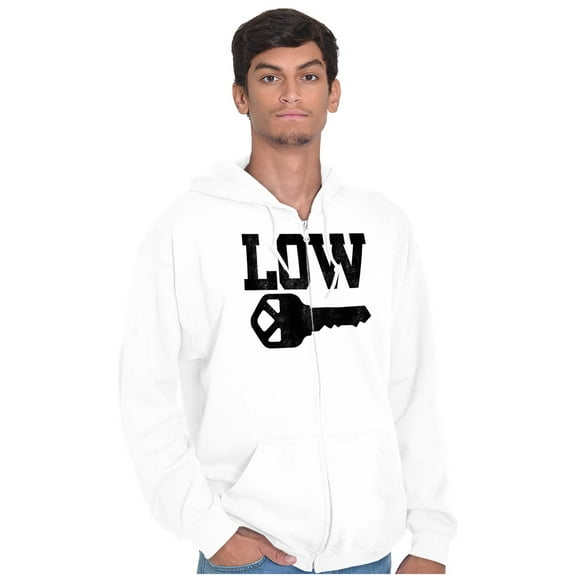 Low Key Nerd Sarcastic Pun Funny Geek Zip Up Hoodie Men's Women's Brisco Brands L