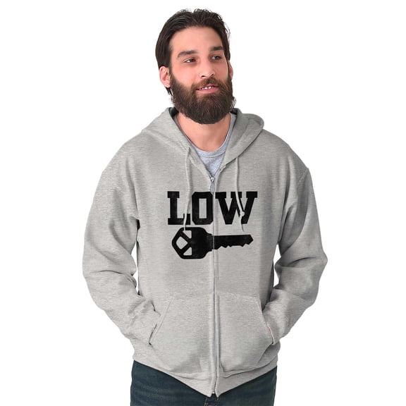 Low Key Nerd Sarcastic Pun Funny Geek Zip Up Hoodie Men's Women's Brisco Brands S