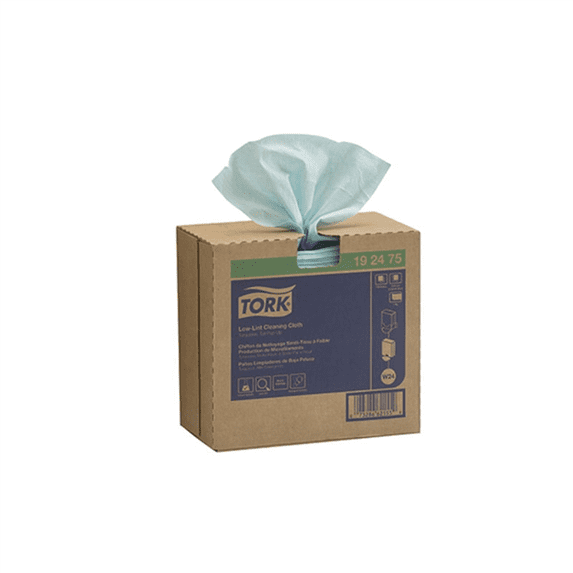 Tork Molnlycke 192475 Pop-Up Box Low Lint Cleaning Cloth, 16-1/2 in L x 9 in W, 100, Spunlace, Turquoise, 1 Plys