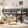 thumbnail image 1 of SESSLIFE Twin Size Loft Bed with Stairs, Espresso Tall Solid Wood Loft Bed with Ladder and Guardrails for Boys Girls, No Box Spring Needed，Under Bed Storage, 1 of 7