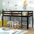 thumbnail image 1 of PAPROOS Solid Wood Twin-Size Low Loft Bed with Ladder, Espresso, 1 of 7