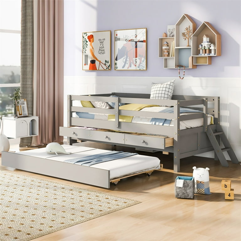Loft trundle bed with clearance storage