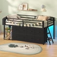 thumbnail image 1 of Low Loft Bed Twin Size with 8 Storage Drawers, Loft Bed with LED Lights, Play Zone and Toy Organizer, Under-Bed Play Space, No Box Spring Needed, Black, 1 of 9