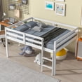 thumbnail image 1 of Low Loft Bed, Wood Full Size Loft Bed Frame with Ladder and Guardrail for Kids Teens Boys Girls, Space Saving Loft Bed, White, 1 of 7