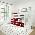 thumbnail image 1 of Low Loft With Stairs, Easy Slide & Firetruck Curtain, White, 1 of 11