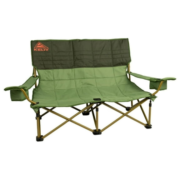 Low Loveseat Double 2 Person Camping Chair, Two Person Foldable Seat for Festivals, Concerts, Tailgates, Beach Days, Low Seat Height