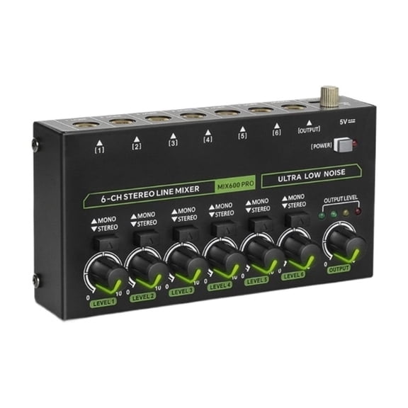 Low Noise 6 Channel Line Mixer LED Stereo Channel Stereo Passive Mixer ,Easy to Operate