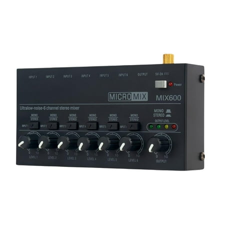 Low Noise Audio Mixer Compact sub Mixing Stereo Mono Adjustment DC 5V Stereo Line Mixer for PC Small Clubs Bass Bars Computer