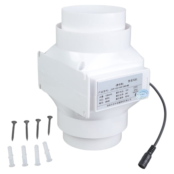 Low Noise Inline Exhaust Air Fan Suitable For Continuous Ventilation In Attics & Greenhouses Shoe Cabinets Heat Transfer