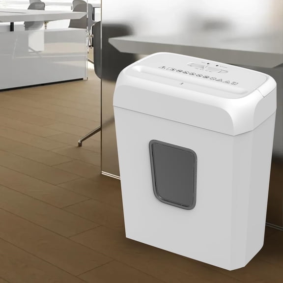 Low Noise Operation Paper Shredder, 6-Sheet Cross-Cut, Credit Card Shredder, Home Office, Handle for Document, Mail, Staple, 3.4 Gal Wastebasket, Easy-Carry Handle, White