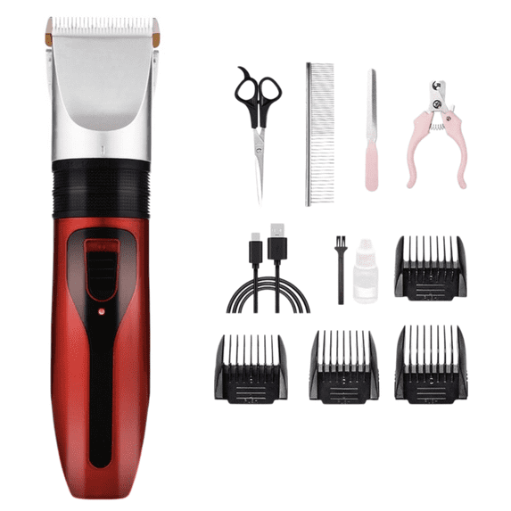 Low Noise Rechargeable Wireless Pet Grooming Tool, Professional Dog Grooming Clipper with Comb Guide and Scissors, Suitable for Dogs, Cats and Other Pets