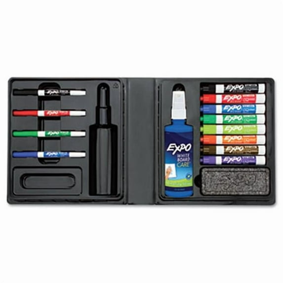 Low-Odor Dry Erase Marker- Eraser & Cleaner- Chisel/Fine- 12/Set