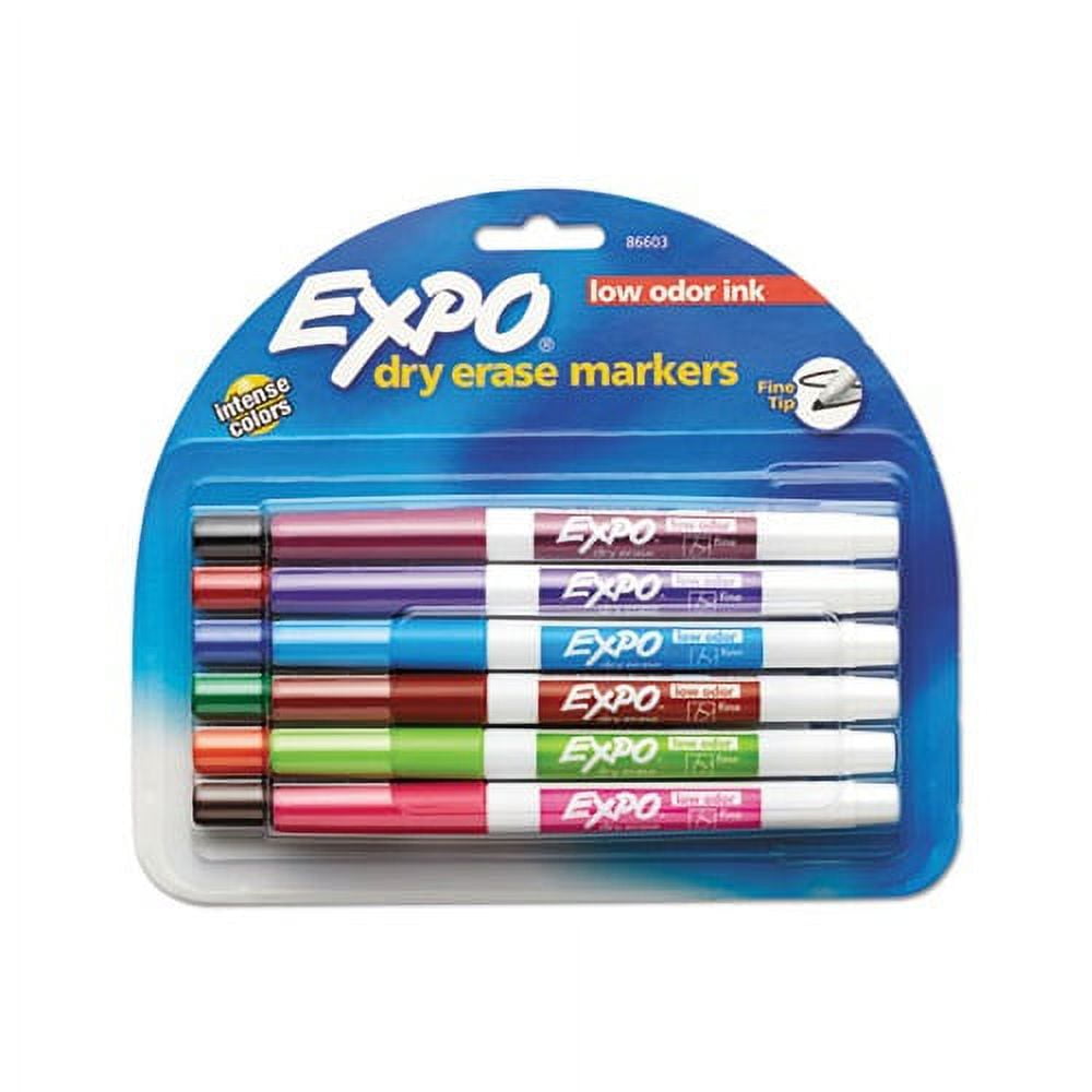 Low-Odor Dry-Erase Marker Fine Bullet Tip, Assorted Colors, 12/Set