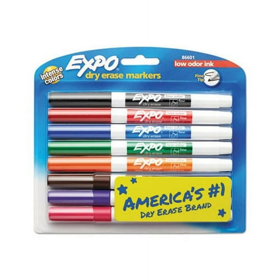 Low-Odor Dry-Erase Marker Fine Bullet Tip, Assorted Colors, 8/Set