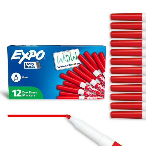 Low-Odor Dry-Erase Marker, Fine Bullet Tip, Red, Dozen