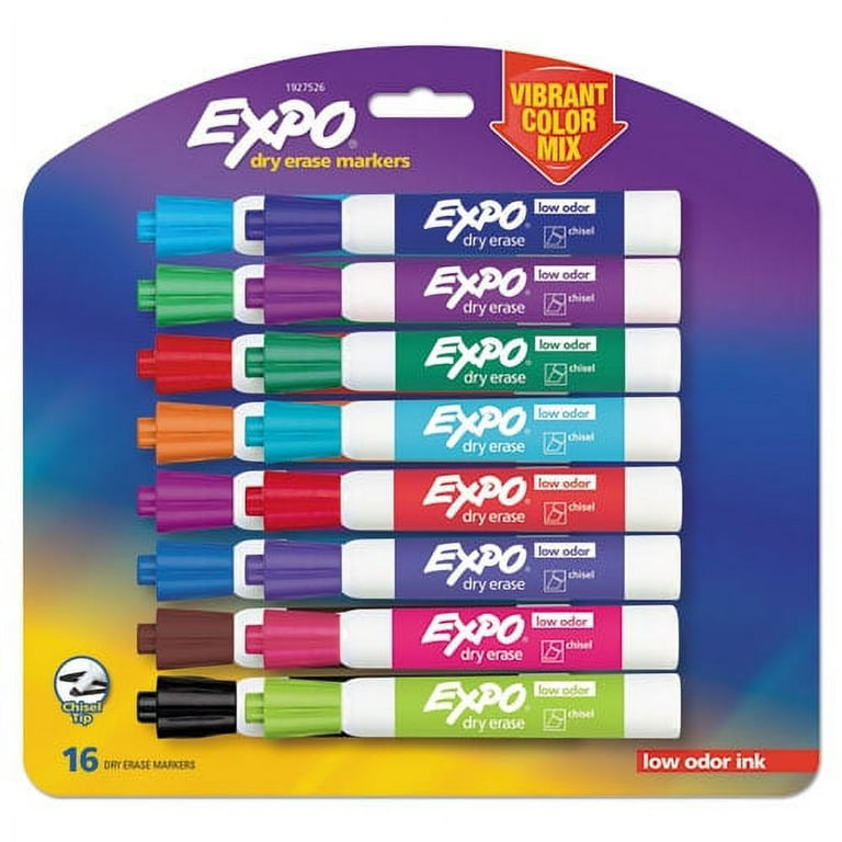 Low-Odor Dry-Erase Marker, Broad Chisel Tip, Assorted Colors, 16/Set Low-Odor Dry-Erase Marker, Broad Chisel Tip, Assorted Colors, 16/Set