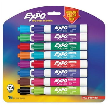 Low Odor Dry Erase Vibrant Color Markers, Broad Chisel Tip, Assorted Colors, 16/set | Bundle of 2 Sets