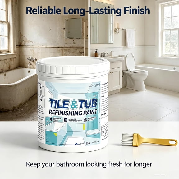 Low Odor Water-Based Coating System for Tub & Tile, Easy Application for Sink, Countertop & Glass Fiber, White Gloss Finish, Durable Ceramic Surface