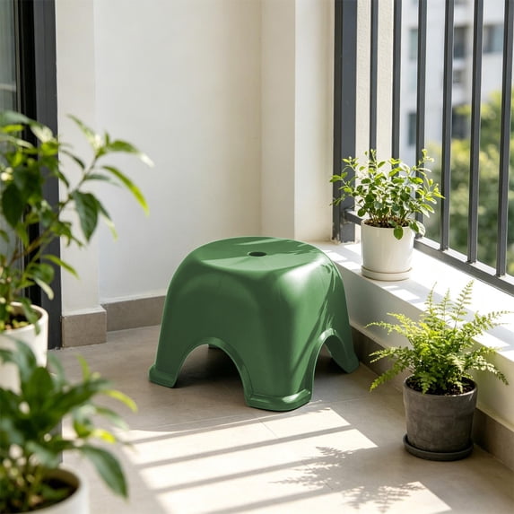 Low Plastic Bathroom Stool, 9.45 in Small Non Slip Step Stool for Shower Sink Closet Use, Green