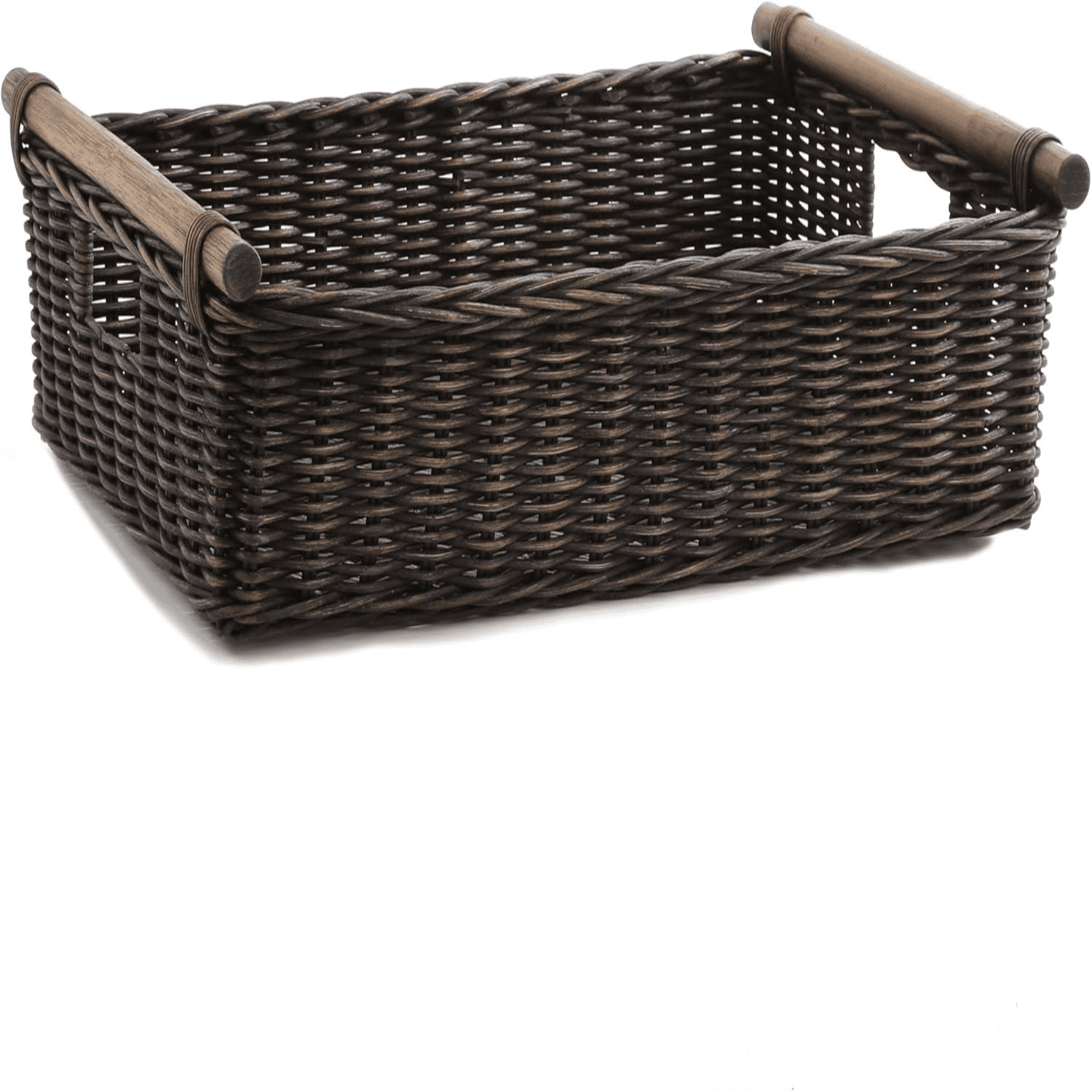 Low Pole Handle Wicker Storage Basket Extra Large 21.5 in L x 14.5 in W