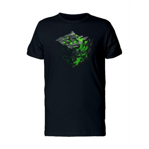 Low Poly 3D Green Cube T-Shirt Men -Image by Shutterstock, Male x-Large