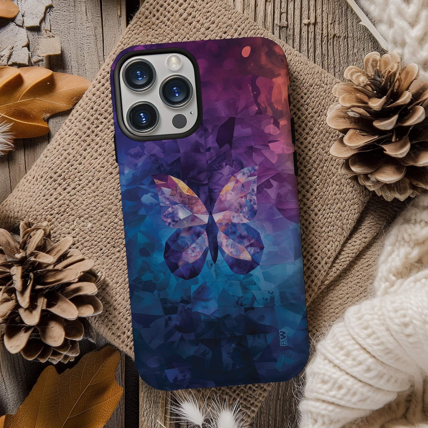 Low-Poly Butterfly Purple, Pink and Blue Tough Case for Apple iPhone ...