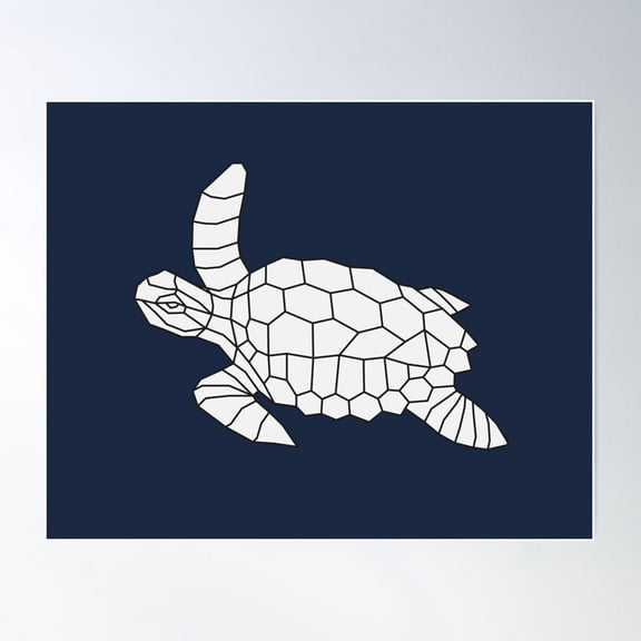 Low Poly Sea Turtle On White Poster Wall Art Modern Wall Decor For Living Room Bedroom Art